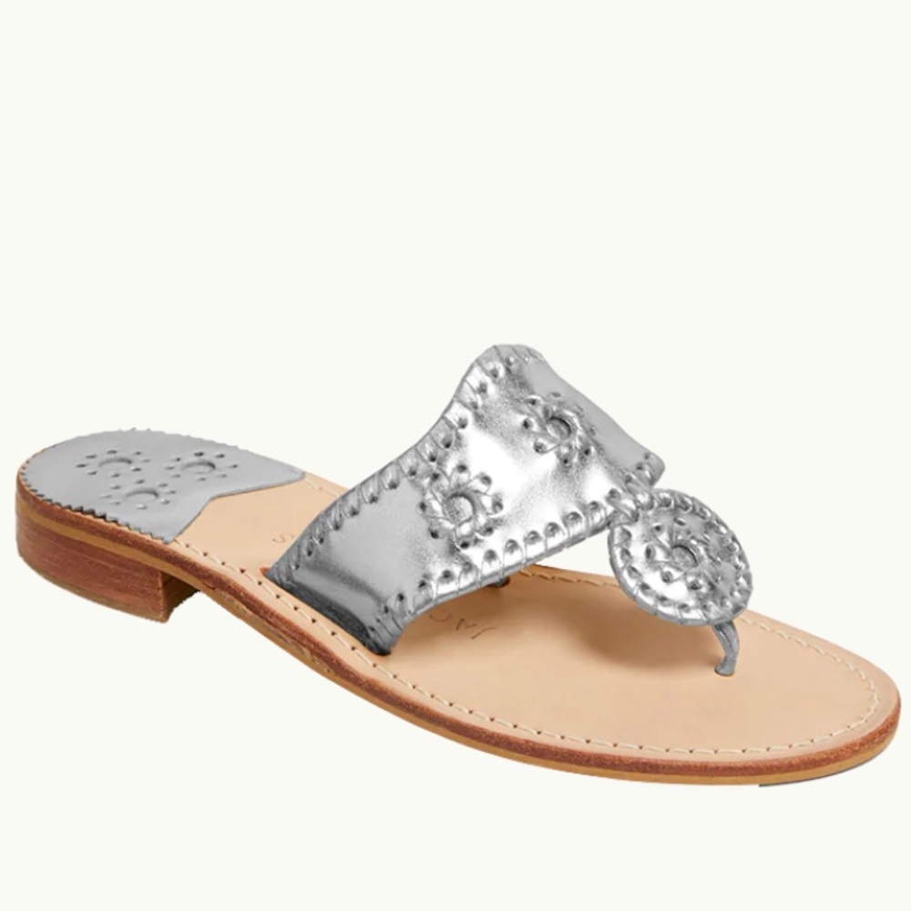 NEW Jack Rogers Silver Flat Sandals
